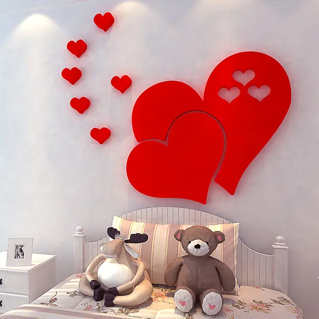 3D Reflective Valentine mirror wall sticker