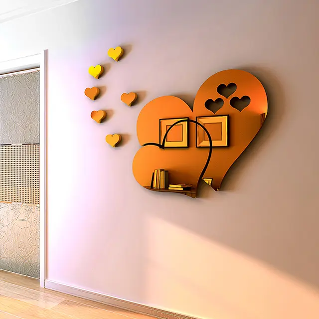 3D Reflective Valentine mirror wall sticker