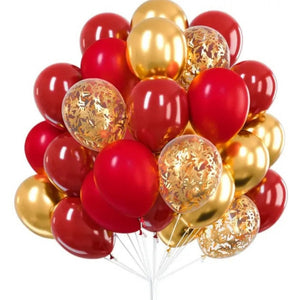 Red and Gold Print Balloon set