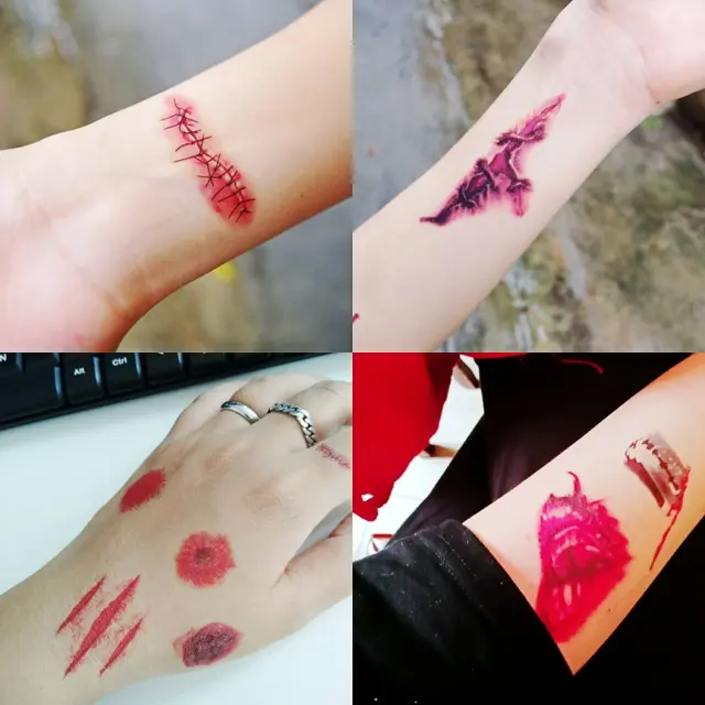 Halloween Realistic 3D Scar Waterproof Temporary Tattoo Stickers