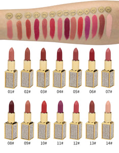 Gold Rhinestones Organic Velvet Matte Lipstick