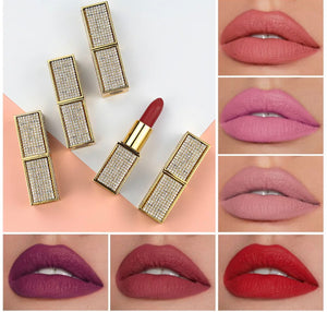 Gold Rhinestones Organic Velvet Matte Lipstick